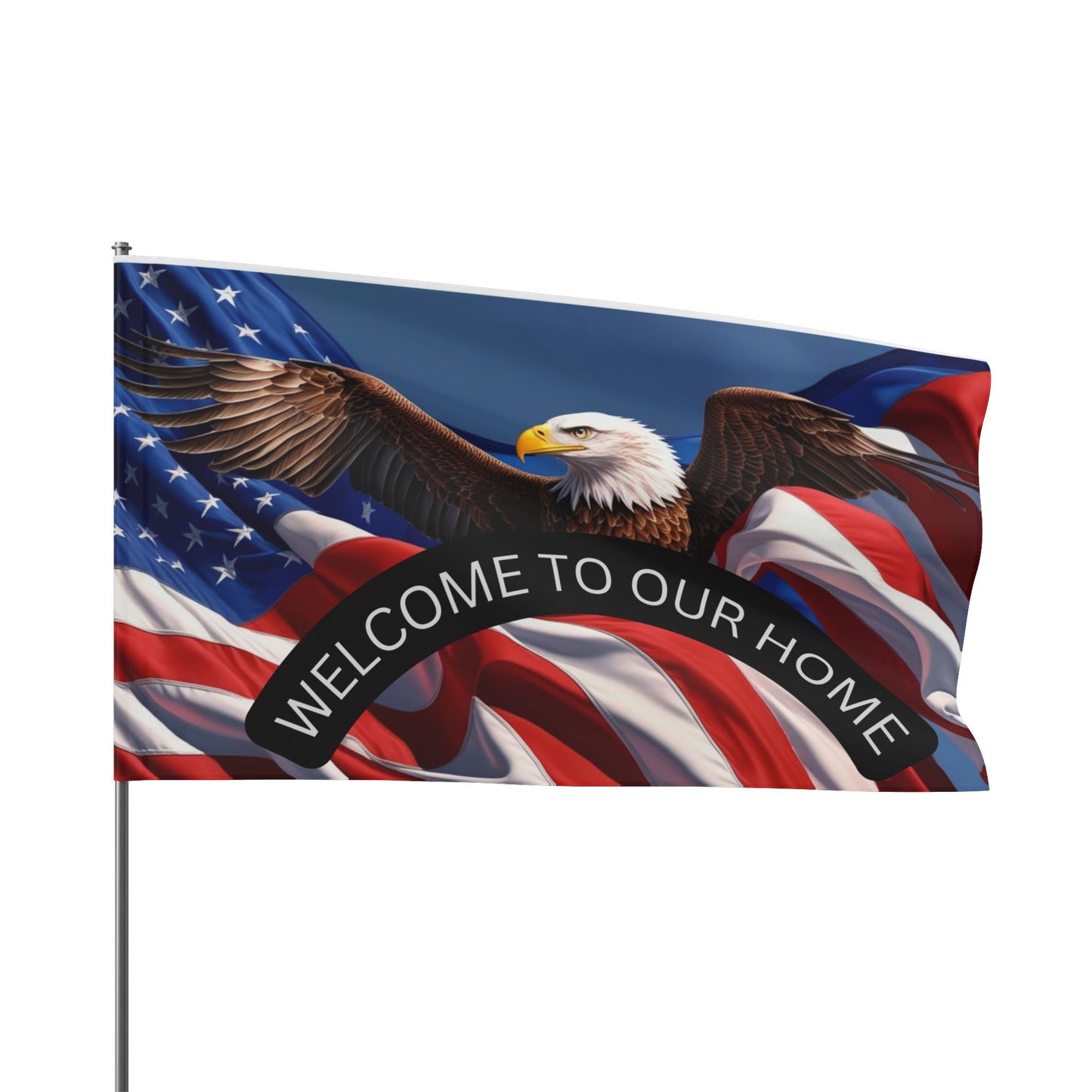 Patriotic Flag Welcome Mat - Eagle & American Flag Design