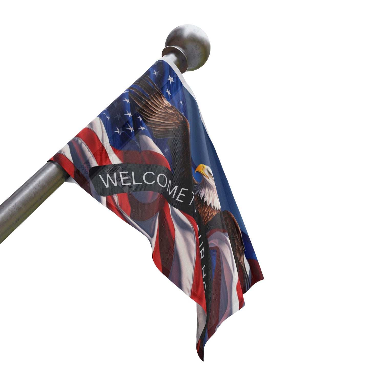 Patriotic Flag Welcome Mat - Eagle & American Flag Design