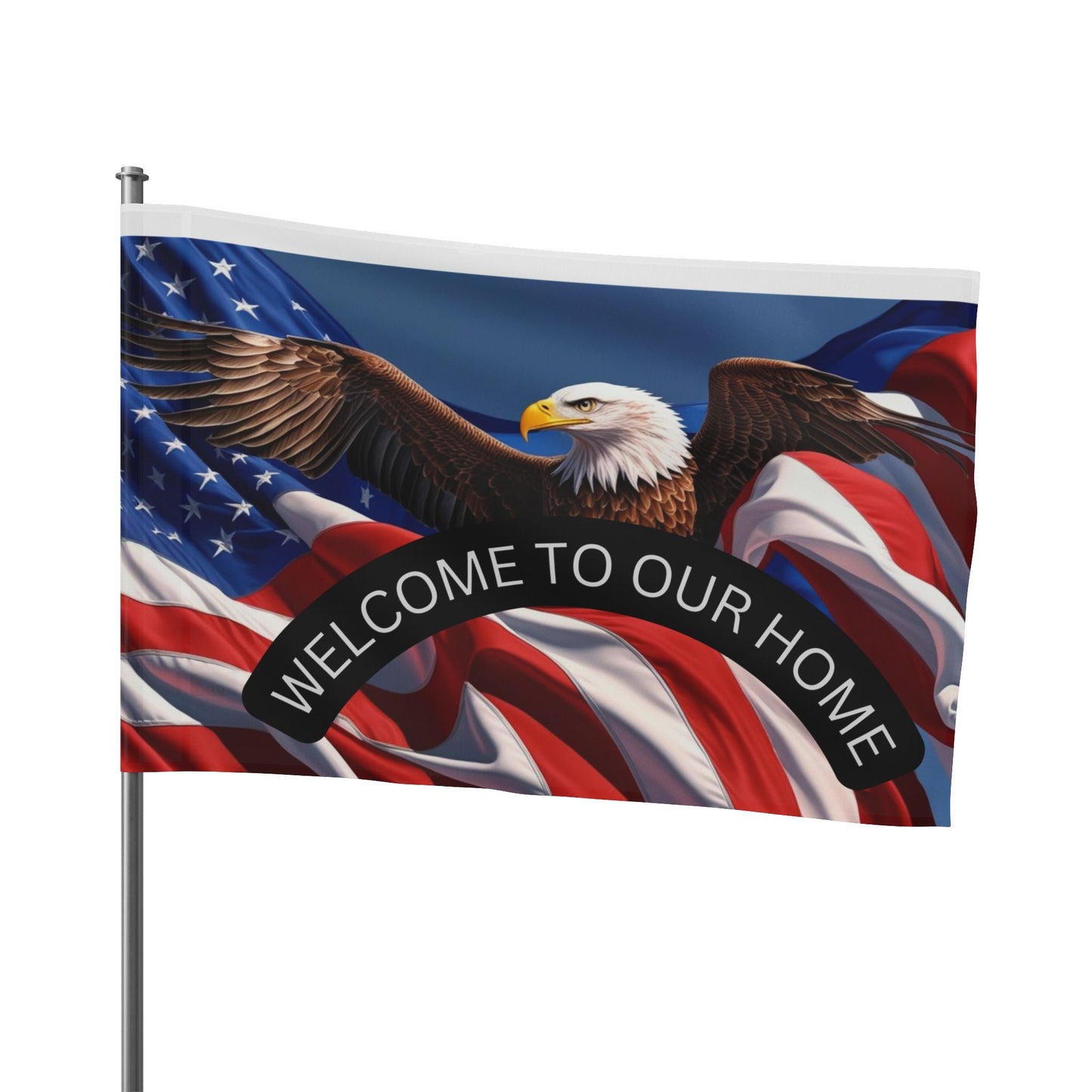 Patriotic Flag Welcome Mat - Eagle & American Flag Design