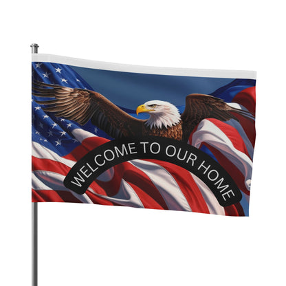 Patriotic Flag Welcome Mat - Eagle & American Flag Design