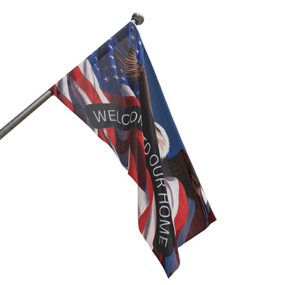 Patriotic Flag Welcome Mat - Eagle & American Flag Design