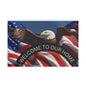 Patriotic Flag Welcome Mat - Eagle & American Flag Design