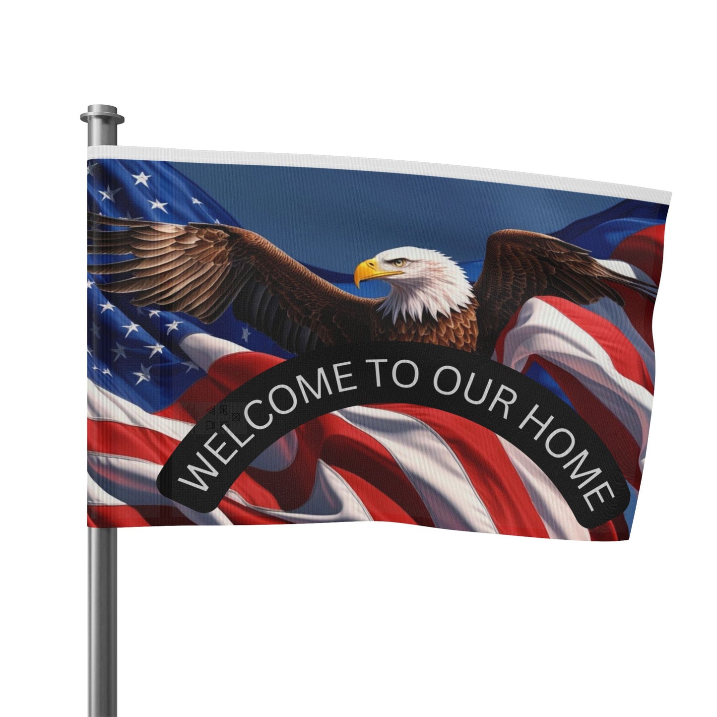 Patriotic Flag Welcome Mat - Eagle & American Flag Design