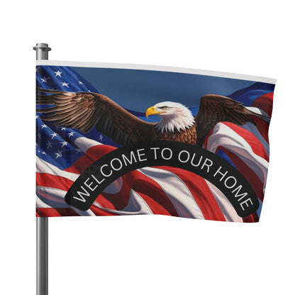 Patriotic Flag Welcome Mat - Eagle & American Flag Design
