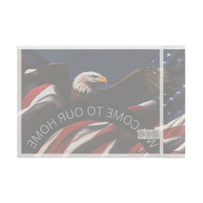 Patriotic Flag Welcome Mat - Eagle & American Flag Design